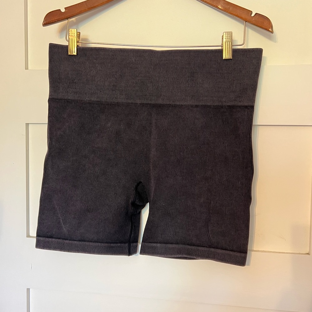 JoyLab Black Ribbed High-Waist Bike Shorts